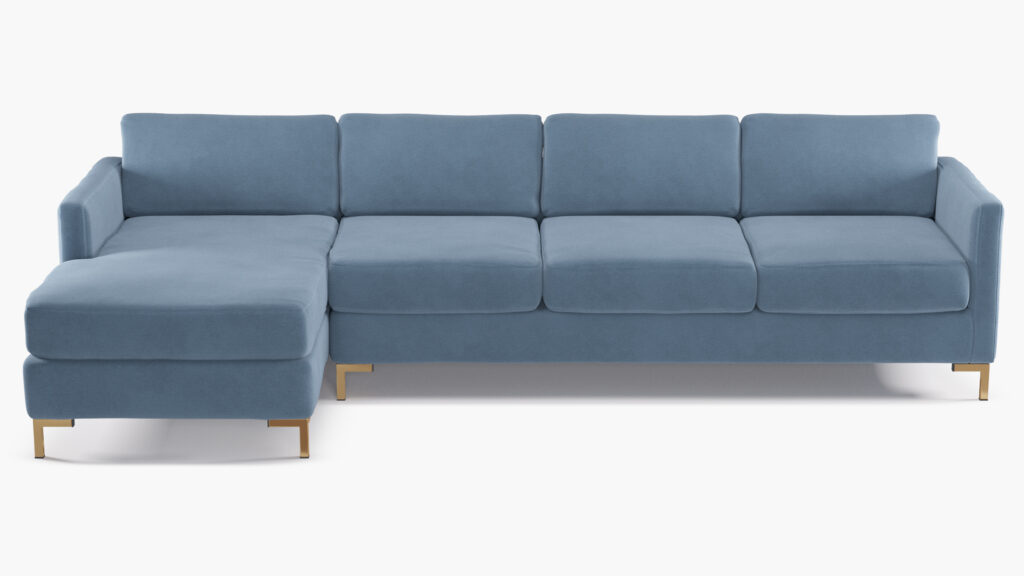 Sectional in ocean velvet